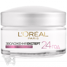 Крем «Loreal Paris» «Зволоження експерт» для сухої та чутливої шкіри обличчя 50мл