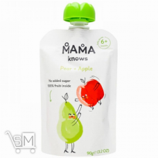 Пюре Mama knows груша-яблоко без сахара 90г
