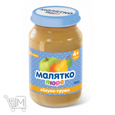 Сравнить цены на Пюре Малятко груша-яблоко для детей с 4 месяцев 180г
