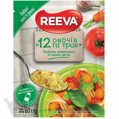 Сравнить цены на Приправа Reeva 12 овощей и трав универсальная 60г