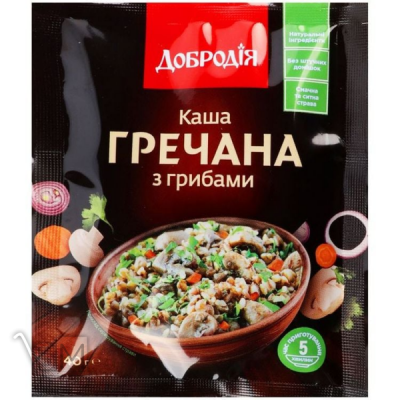 Сравнить цены на Каша Добродія гречневая с грибами 40г