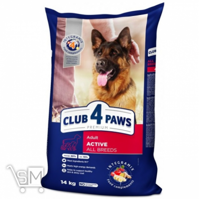 Сравнить цены на Корм сухой Club 4 Paws Премиум Актив для взрослых активных собак всех пород 14кг