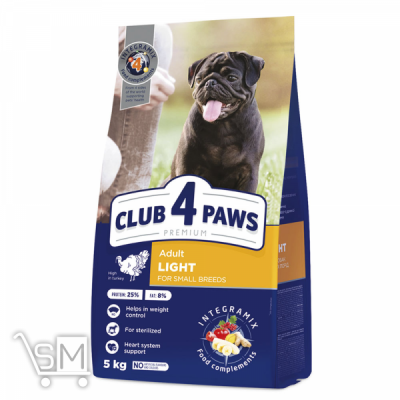 Сравнить цены на Корм сухой Club 4 Paws Премиум Adult Light Контроль веса с высоким содержанием индейки для взрослых собак малых пород 5кг