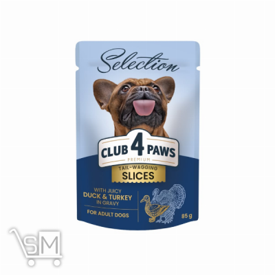 Сравнить цены на Корм Club 4 Paws Premium Selection с уткой и индейкой в соусе для собак малых пород 80г