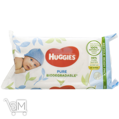 Сравнить цены на Серветки вологі Huggies Pure bio дитячі 56шт