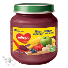 Пюре Milupa яблоко-банан-черника-малина 125г