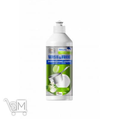 Сравнить цены на Средство для мытья посуды Wash&Free Зеленое яблоко и эдельвейс 500г