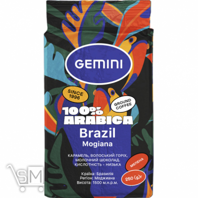 Сравнить цены на Кофе Gemini Brazil Santos молотый 250г