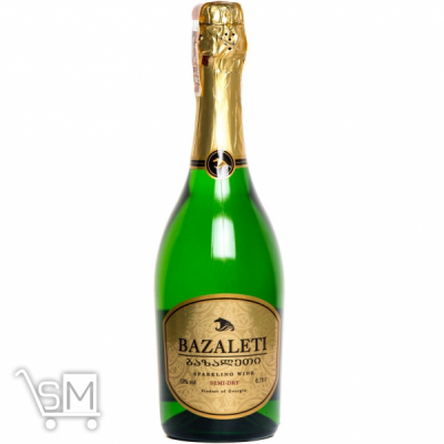 Сравнить цены на Вино игристое Bazaleti белое полусухое 12,5% 0,75л