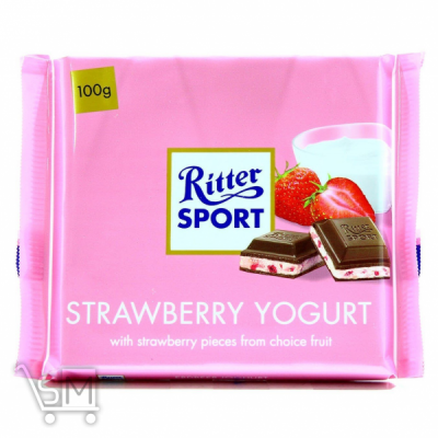 Сравнить цены на Шоколад молочный Ritter Sport йогурт-клубничная начинка 100г