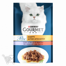 Корм «Gourmet» «Perle Duo» с телятиной и уткой для взрослых кошек 85г