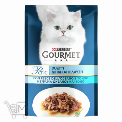 Сравнить цены на Корм GOURMET Perle Duo З океанічною рибою та тунцем для дорослих котів 85г