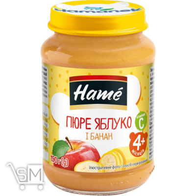Сравнить цены на Пюре Hame яблоко и банан 190г