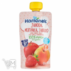 Пюре Hamanek яблуко з полуницею та абрикосом 100г Пюре Hamanek яблуко з полуницею та абрикосом 100г