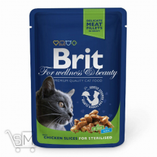 Корм влажный Brit Premium Cat Chicken Slices for Sterilised pouch кусочки курицы для стерилизованных кошек 100г
