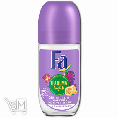 Сравнить цены на Дезодорант-ролик Fa Ритмы Бразилии Ipanema Nights 0% солей алюминия аромат ночного жасмина 50мл