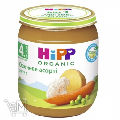 Сравнить цены на Пюре HiPP овощное ассорти с омега-3 жирными кислотами для детей с 4 месяцев 125г