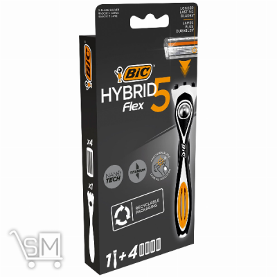 Сравнить цены на Бритва BIC Hybrid 5 Flex мужская с 4 сменными картриджами