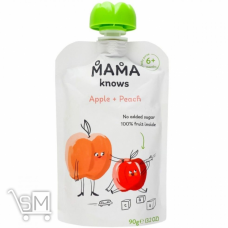 Пюре Mama knows яблоко-персик без сахара 90г