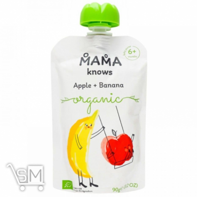 Сравнить цены на Пюре Mama knows органическое яблоко-банан 90г