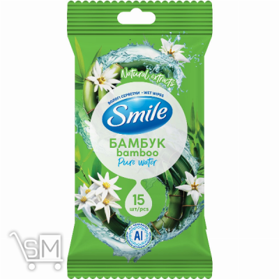 Сравнить цены на Серветки вологі Smile Бамбук і едельвейс 15шт