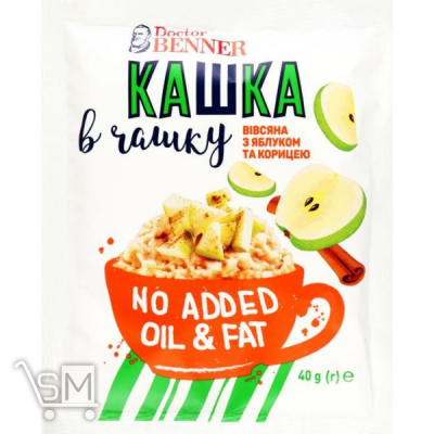 Сравнить цены на Каша Doctor Benner Кашка в чашку вівсяна з яблуком та корицею 40г