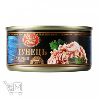 Сравнить цены на Тунец  Best Time кусочки измельченные в собственном соку 185г