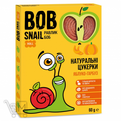 Сравнить цены на Цукерки Bob Snail натуральні яблучно-гарбузові 60г