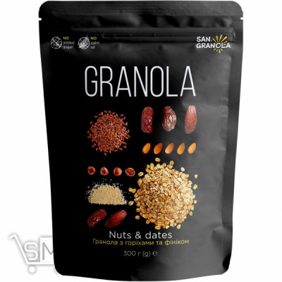 Сравнить цены на Гранола San Granola з горіхами та фініками 300г