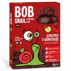 Цукерки Bob Snail яблучно-вишневі в чорному шоколаді без цукру 60г
