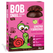 Конфеты Bob Snail яблочно-малиновые в черном шоколаде 60г