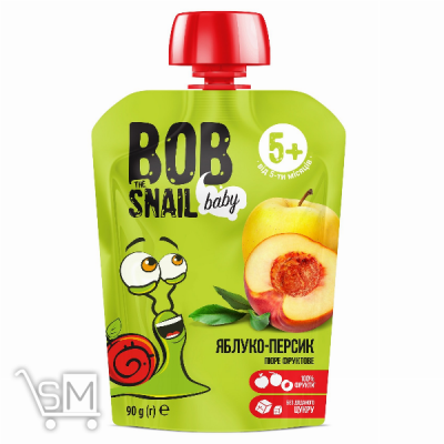 Сравнить цены на Пюре Snail Bob яблоко-персик детское 90г