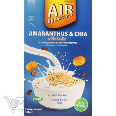 Сравнить цены на Завтрак сухой Healthy Generation воздушный амарантовый с чиа, курагой и изюмом 140г