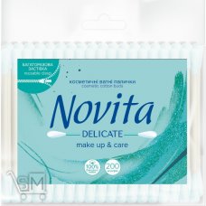 Палочки ватные Novita Delicate в полиэтиленовом пакете 200шт