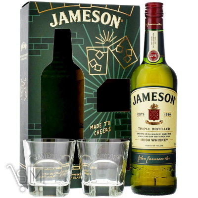 Сравнить цены на Виски Jameson 40% 0,7л + 2 бокала набор