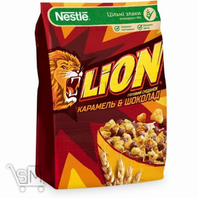 Сравнить цены на Сніданок сухий LION® Карамель та шоколад 375г