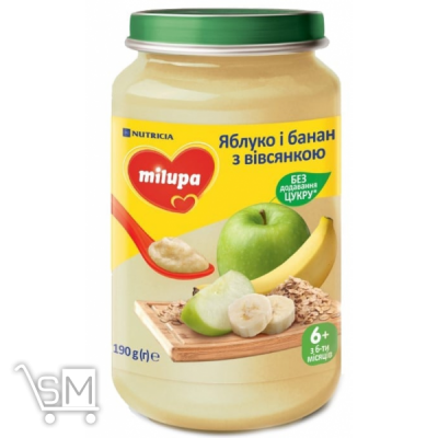 Сравнить цены на Пюре Milupa Яблуко та банан з вівсянкою 190г