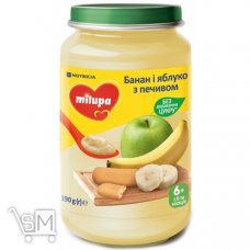 Пюре Milupa Банан и яблоко с печеньем 190г