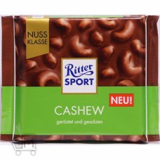 Шоколад молочний  Ritter Sport з горіхами кешʼю 100г