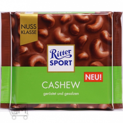 Сравнить цены на Шоколад молочний  Ritter Sport з горіхами кешʼю 100г