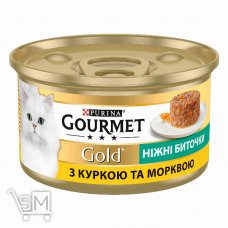 Корм Gourmet Gold Нежные биточки С курицей и морковью для взрослых кошек 85г