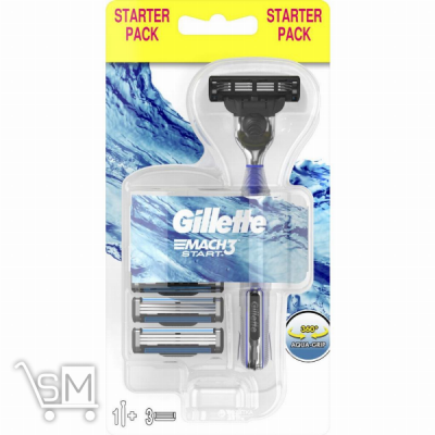 Сравнить цены на Бритва Gillette Mach3 Start + 3 сменных картриджа