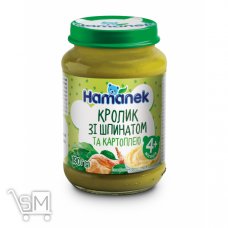 Пюре Hamanek Кролик со шпинатом и картофелем 190г