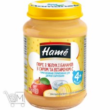 Пюре Hame яблуко і банан з сиром 190г
