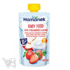 Пюре Hamanek яблоко с клубникой и сыром 120г