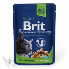 Корм влажный Brit Premium Cat Chicken Slices for Sterilised pouch кусочки курицы для стерилизованных кошек 100г