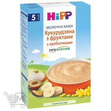 Каша детская HiPP  Кукурузная с фруктами с пребиотиками молочная без сахара с 5 месяцев 250г