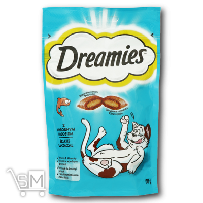 Сравнить цены на Корм дополнительный сухой «Dreamies» с лососем для взрослых кошек и котят старше 8 недель 60г