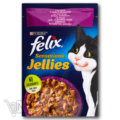 Сравнить цены на Корм для котов «Felix» «Sensations Jellies» с уткой в желе со шпинатом 85г