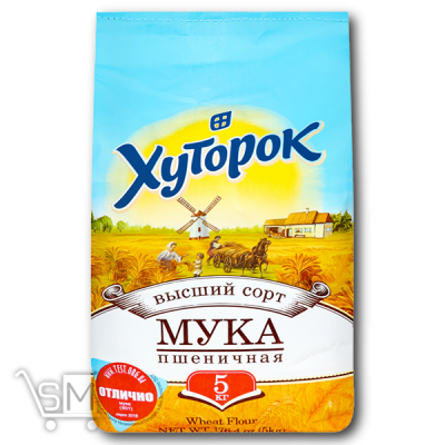 Сравнить цены на Мука «Хуторок» пшеничная высший сорт 5кг